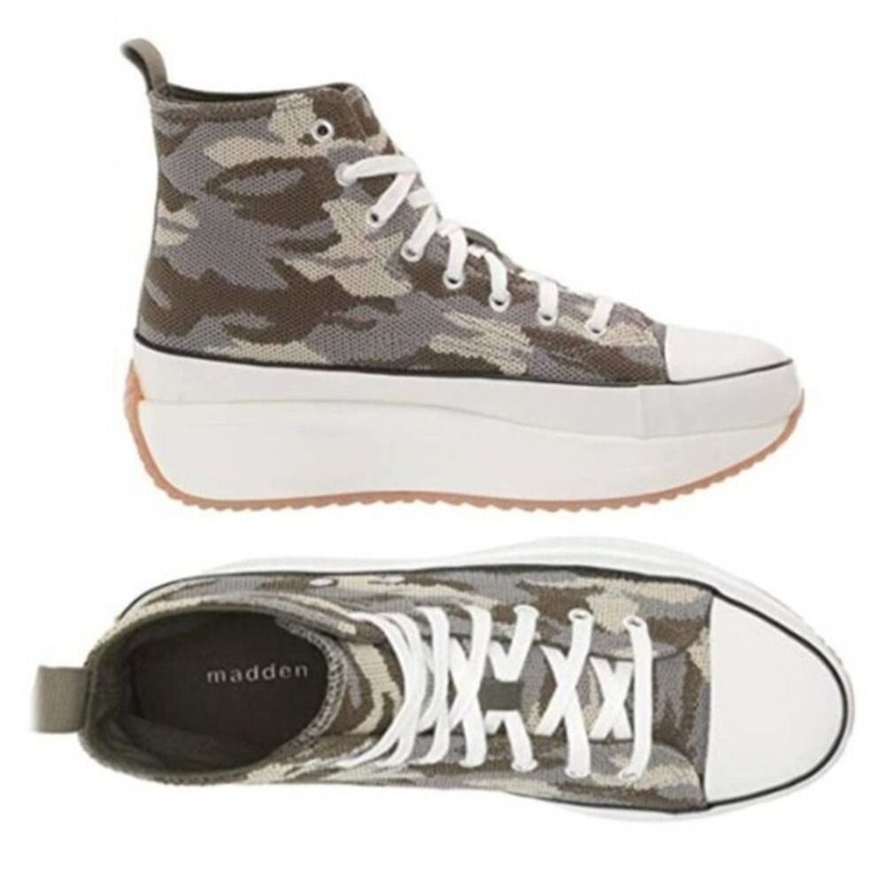 Madden Winnona Platform High-Top Shoes Sports Camouflage Lace Up Sneaker Size 8